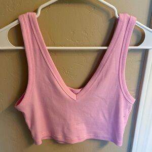 Pink Ribbed Crop Top